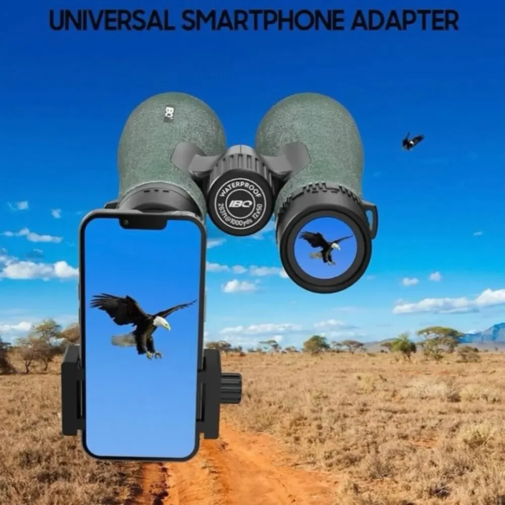 IBQ 12x50 Eagle Binoculars w/ Phone‎ Adapter Waterproof Fogproof Lightweight NEW